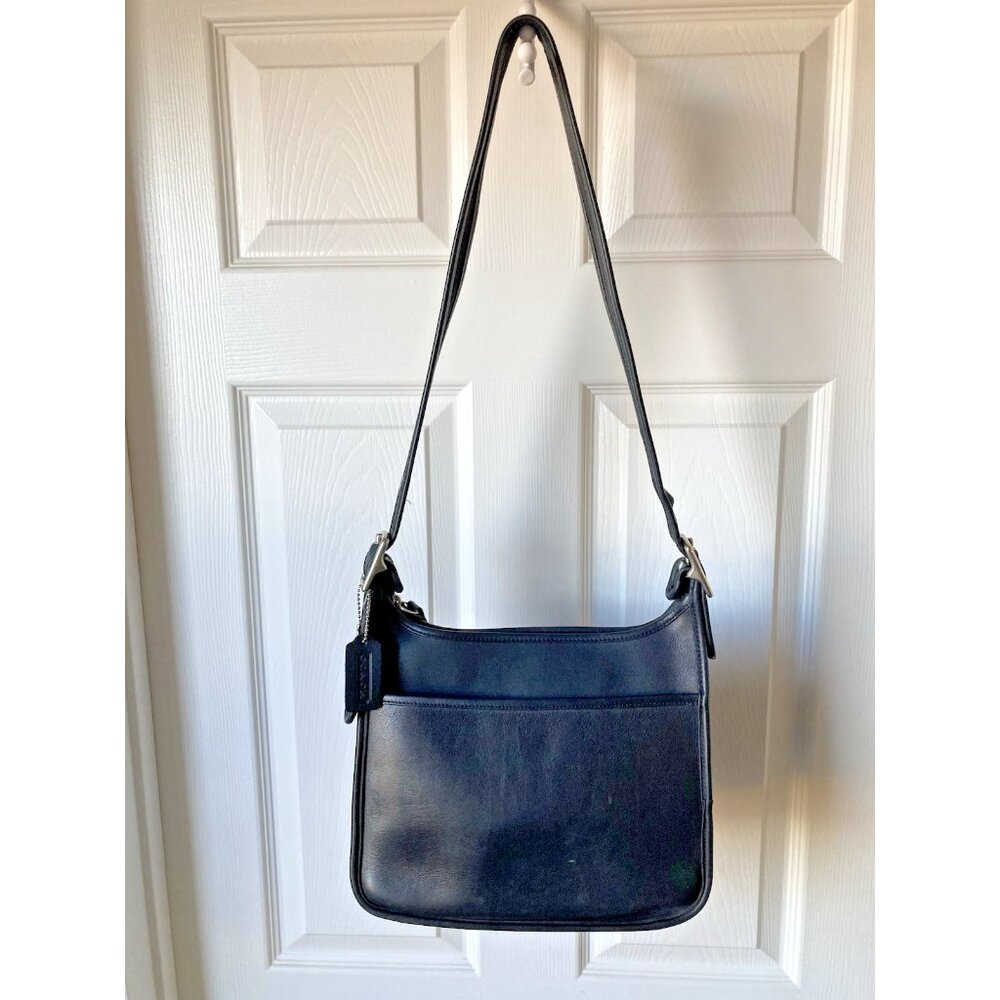 Vintage COACH #9966 "Legacy Zip" Black Leather Crossbody Bag J9D-9966 Very Good